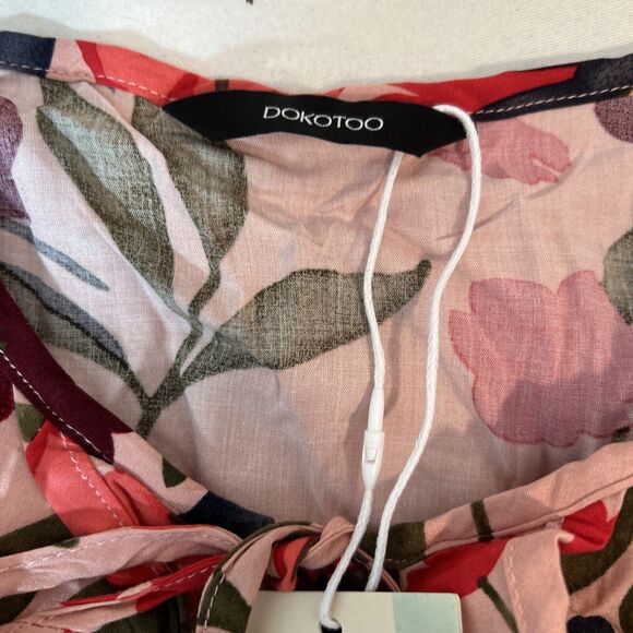 Dokotoo Women Summer Dress Boho Floral Drawstring V Neck Chiffon Lantern Medium - Picture 7 of 8